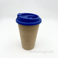 Logo khusus yang dapat digunakan kembali ramah lingkungan BPA GRATIS 16 oz Cork Coffee Cup dengan tutup